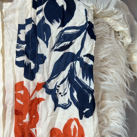 Orange and Blue Patterned Blouse - Picture 3 of 7